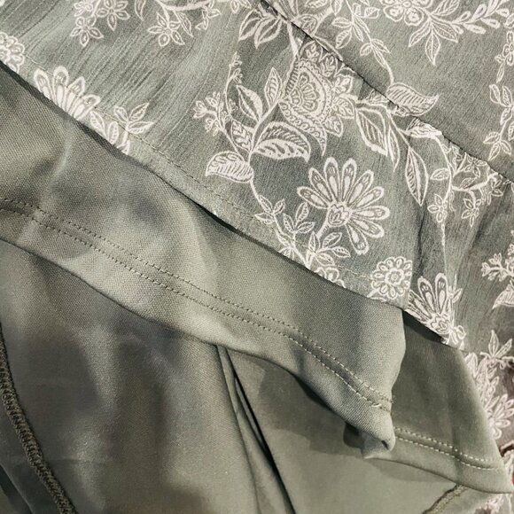 TRIXXI Green Floral Smocked Long Sleeve Midi Dress Square Neck Cottagecore M - Picture 8 of 11